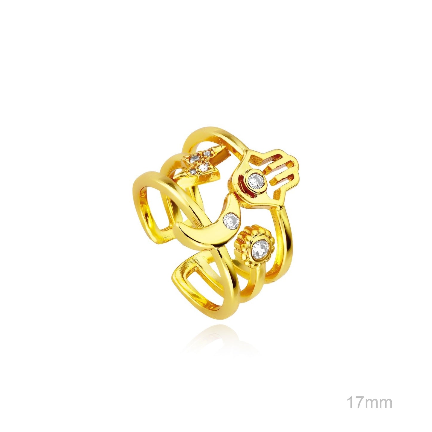Anillo Latón Chapado en Oro Ajustable SUERTE