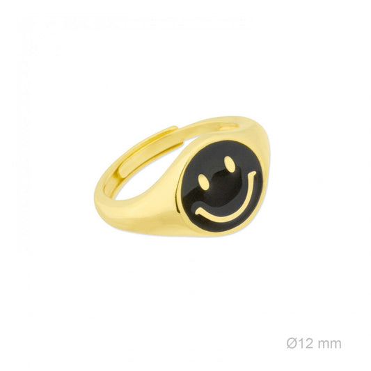 Anillo Sello Smiley Chapado