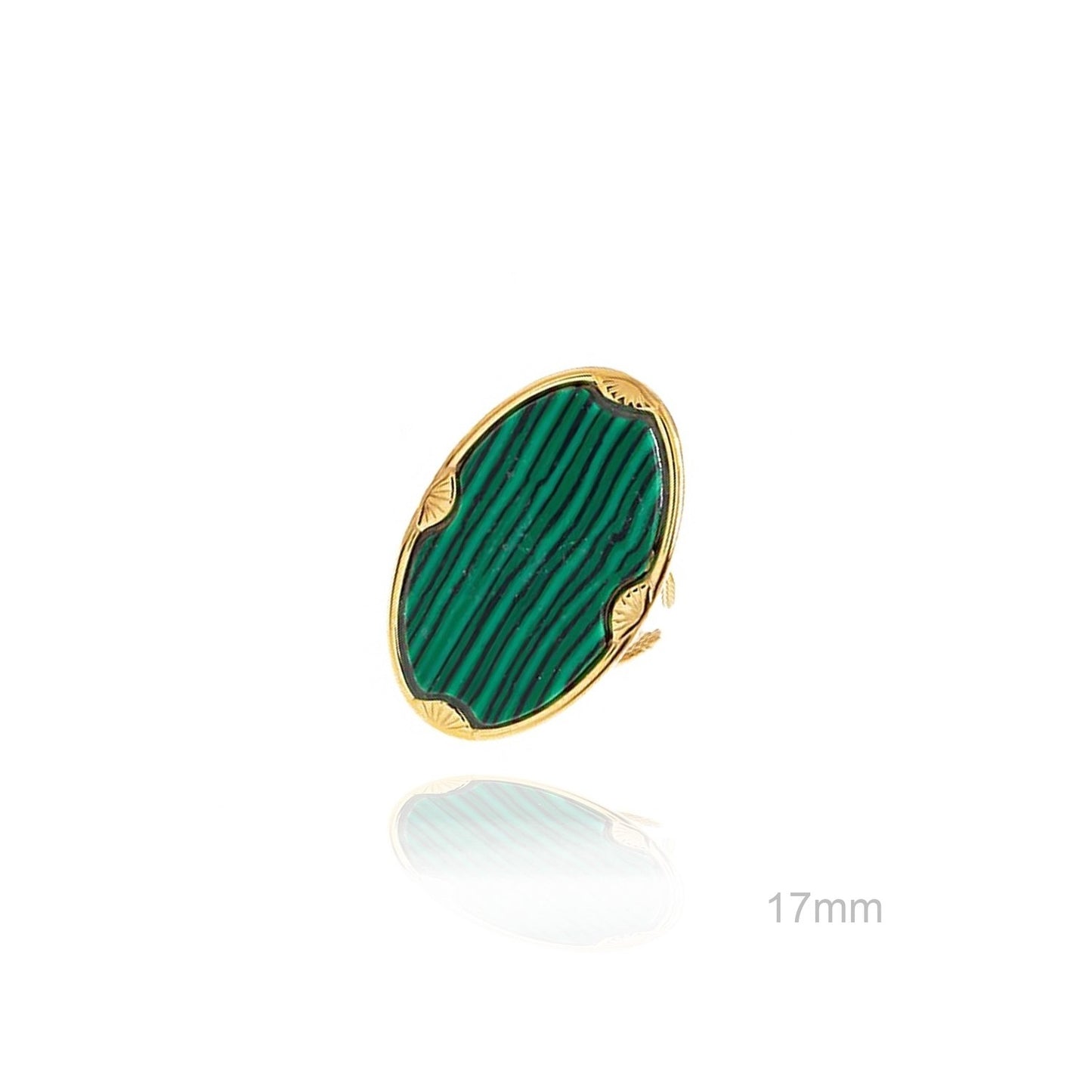 Anillo Verde Oval ACERO