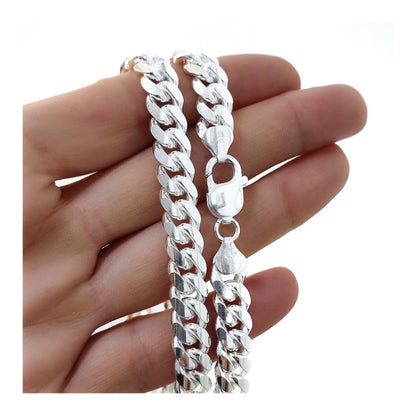 Cadena Barbada Cubana 50 cm en Plata de Ley