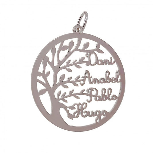 Colgante árbol de la vida nombres personalizados en Plata de Ley