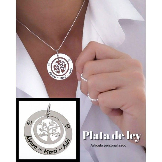 Colgante árbol personalizado en Plata de Ley