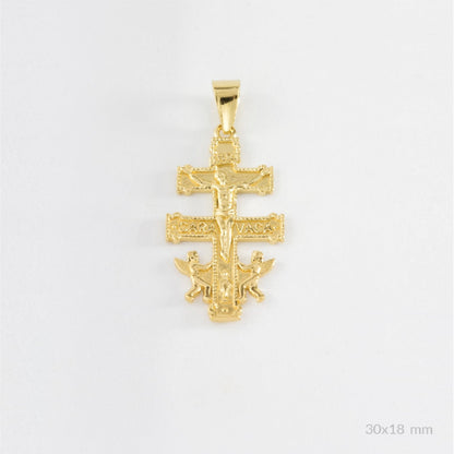 Colgante Cruz de Caravaca en Plata de Ley Chapado en Oro