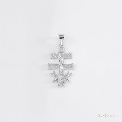 Colgante Cruz de Caravaca en Plata de Ley