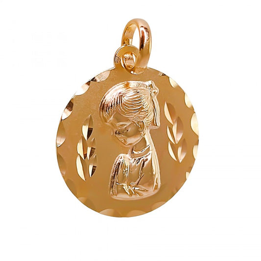 Colgante Medalla Virgen Niña Chapado