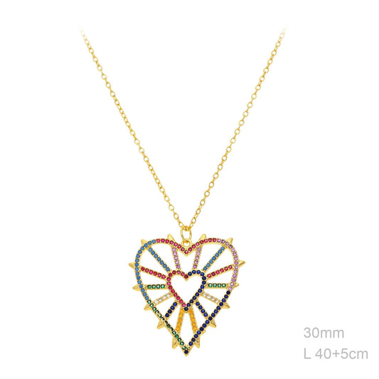 Collar Latón Chapado en Oro CORAZÓN RAINBOW