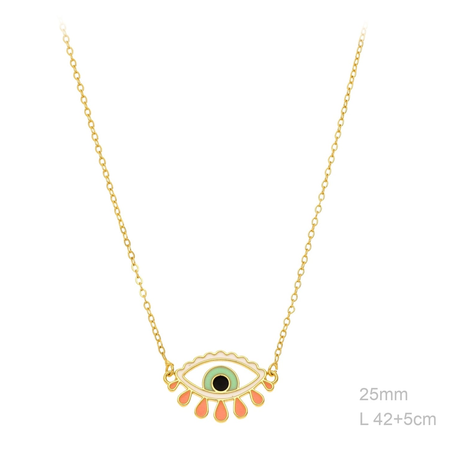 Collar Latón Chapado en Oro OJO ESMALTE