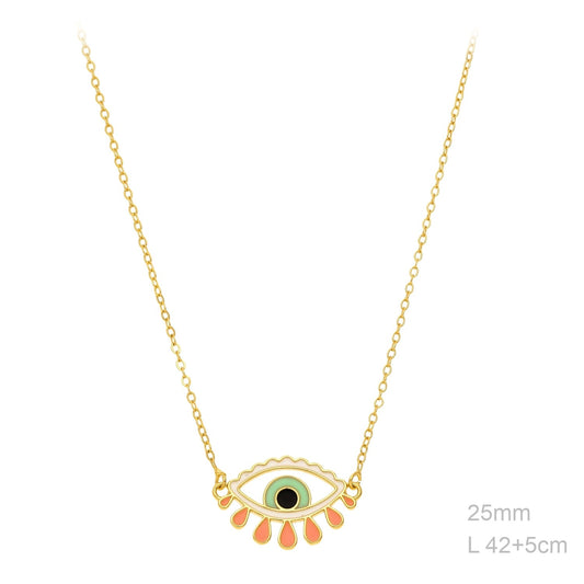 Collar Latón Chapado en Oro OJO ESMALTE