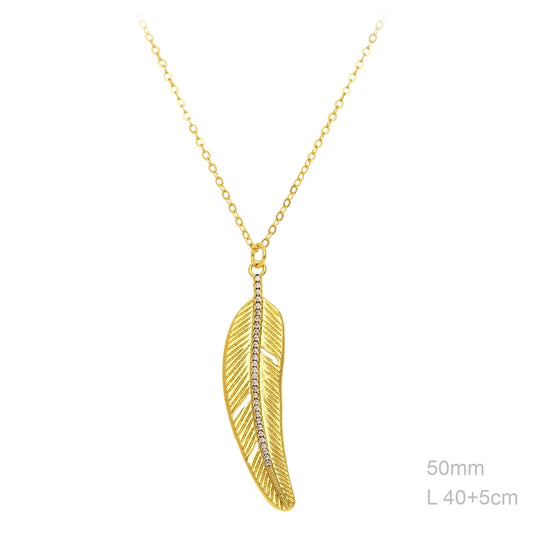 Collar Latón Chapado en Oro PLUMA