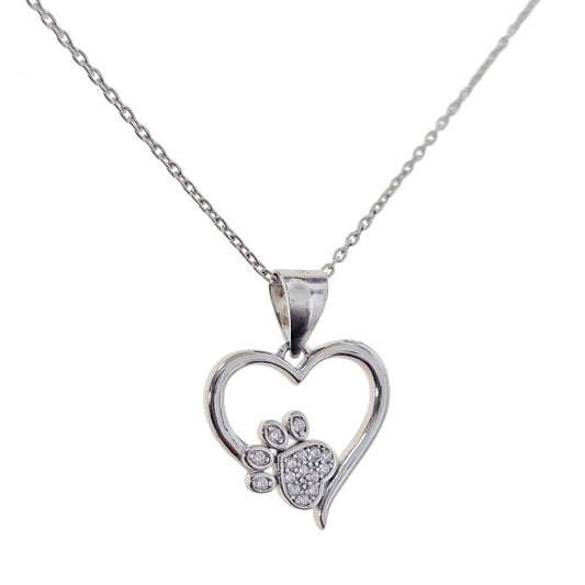 Gargantilla Corazón Huella en Plata de Ley