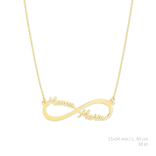 Gargantilla Personalizada Infinito Dos Nombres 18 Ktes.