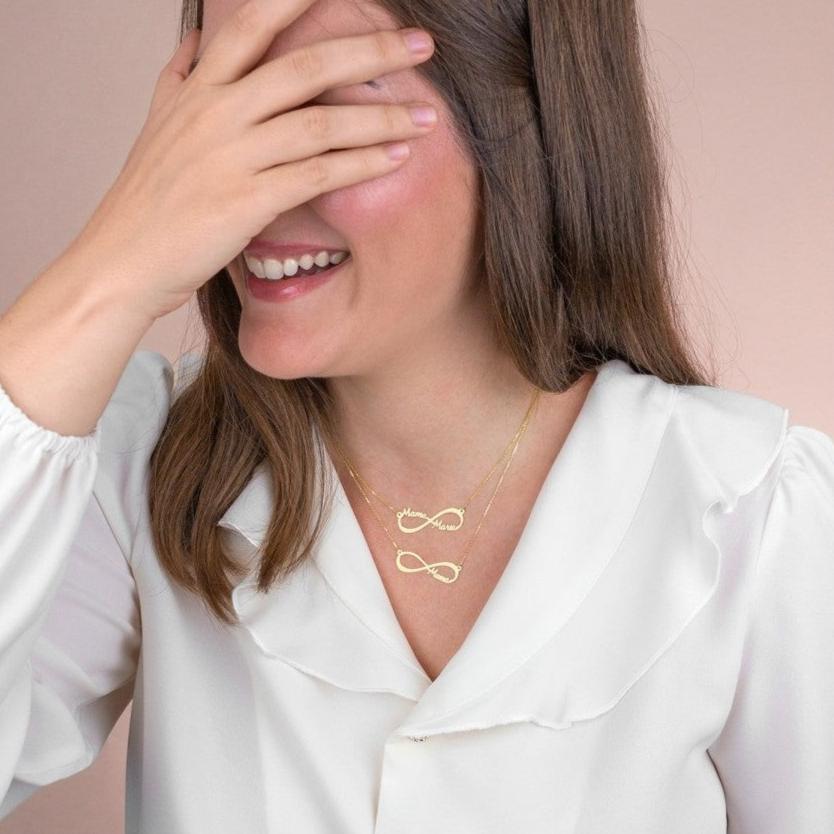 Gargantilla Personalizada Infinito Dos Nombres 18 Ktes.