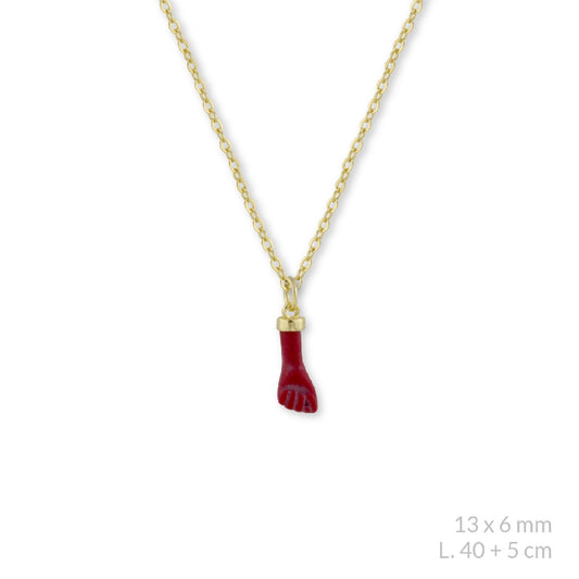 Gargantilla Plata de Ley con Puño Higa de Coral/Azabache/Turquesa/Madreperla. Chapado en Oro