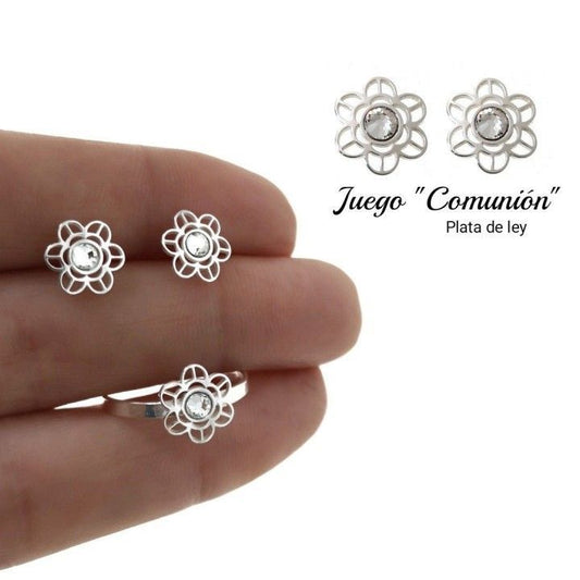 Juego Comunión Circonita en Plata de Ley