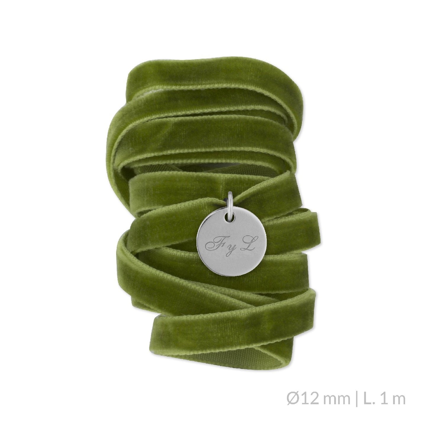 Medalla Ramo de Novia Plata/Chapado en Oro Terciopelo Verde Oliva | Ø 12 mm Ø15 mm Ø18 mm