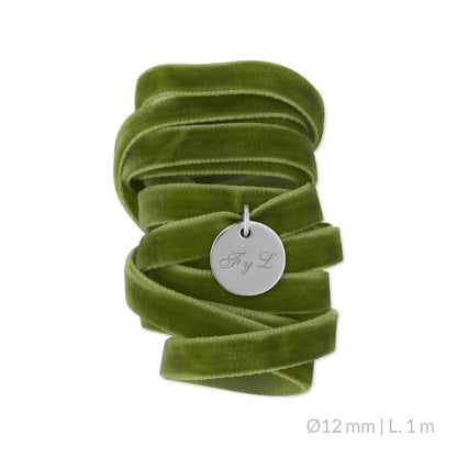 Medalla Ramo de Novia Plata/Chapado en Oro Terciopelo Verde Oliva | Ø 12 mm Ø15 mm Ø18 mm