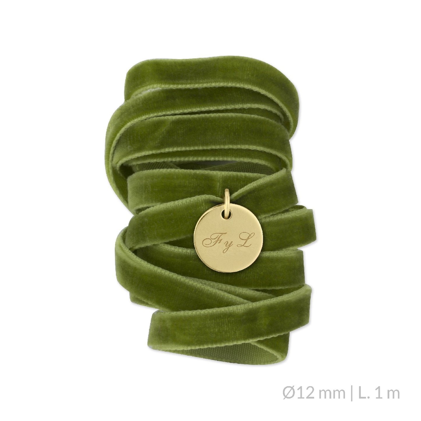 Medalla Ramo de Novia Plata/Chapado en Oro Terciopelo Verde Oliva | Ø 12 mm Ø15 mm Ø18 mm