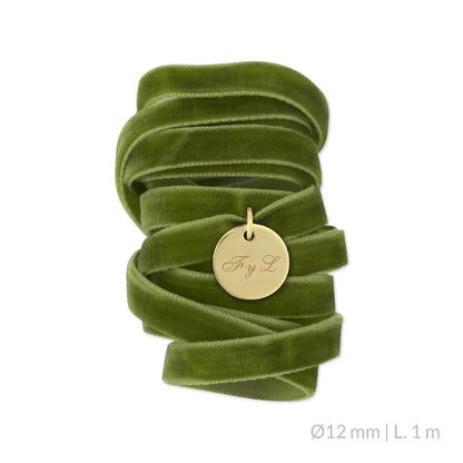 Medalla Ramo de Novia Plata/Chapado en Oro Terciopelo Verde Oliva | Ø 12 mm Ø15 mm Ø18 mm