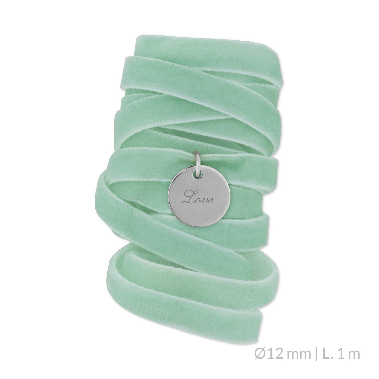 Medalla Ramo de Novia Plata/Chapado en Oro Terciopelo Verde Agua | Ø 12 mm/Ø15 mm/Ø18 mm