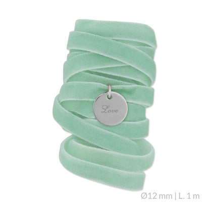 Medalla Ramo de Novia Plata/Chapado en Oro Terciopelo Verde Agua | Ø 12 mm/Ø15 mm/Ø18 mm