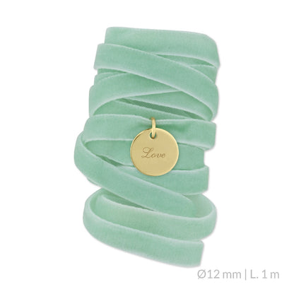 Medalla Ramo de Novia Plata/Chapado en Oro Terciopelo Verde Agua | Ø 12 mm/Ø15 mm/Ø18 mm