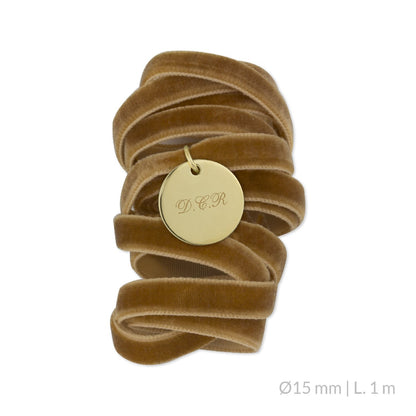 Medalla Ramo de Novia Plata/Chapado en Oro Terciopelo Camel | Ø 12 mm Ø15 mm Ø18 mm