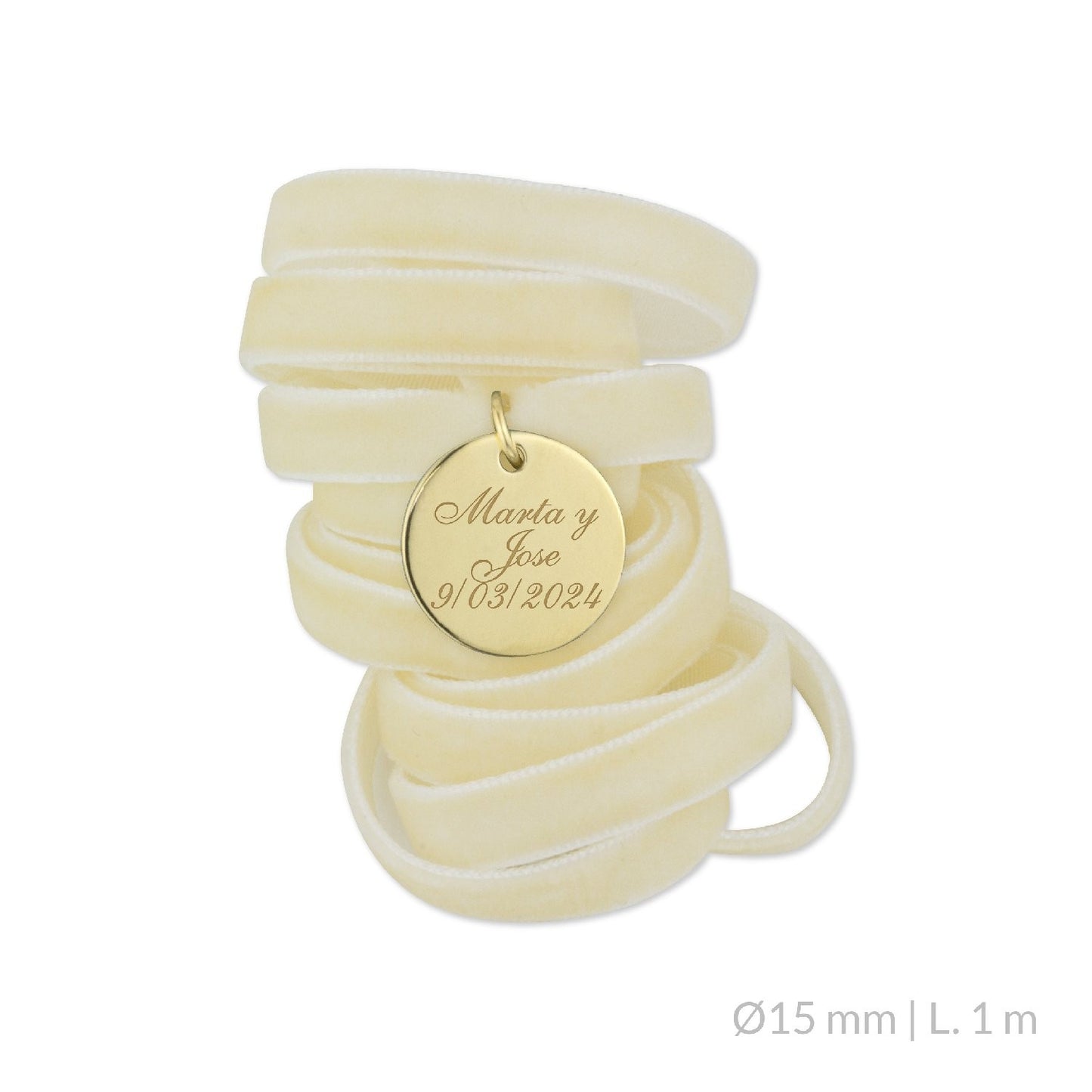 Medalla Ramo de Novia Plata/Chapado en Oro Terciopelo Beige | Ø 12 mm Ø15 mm Ø18 mm