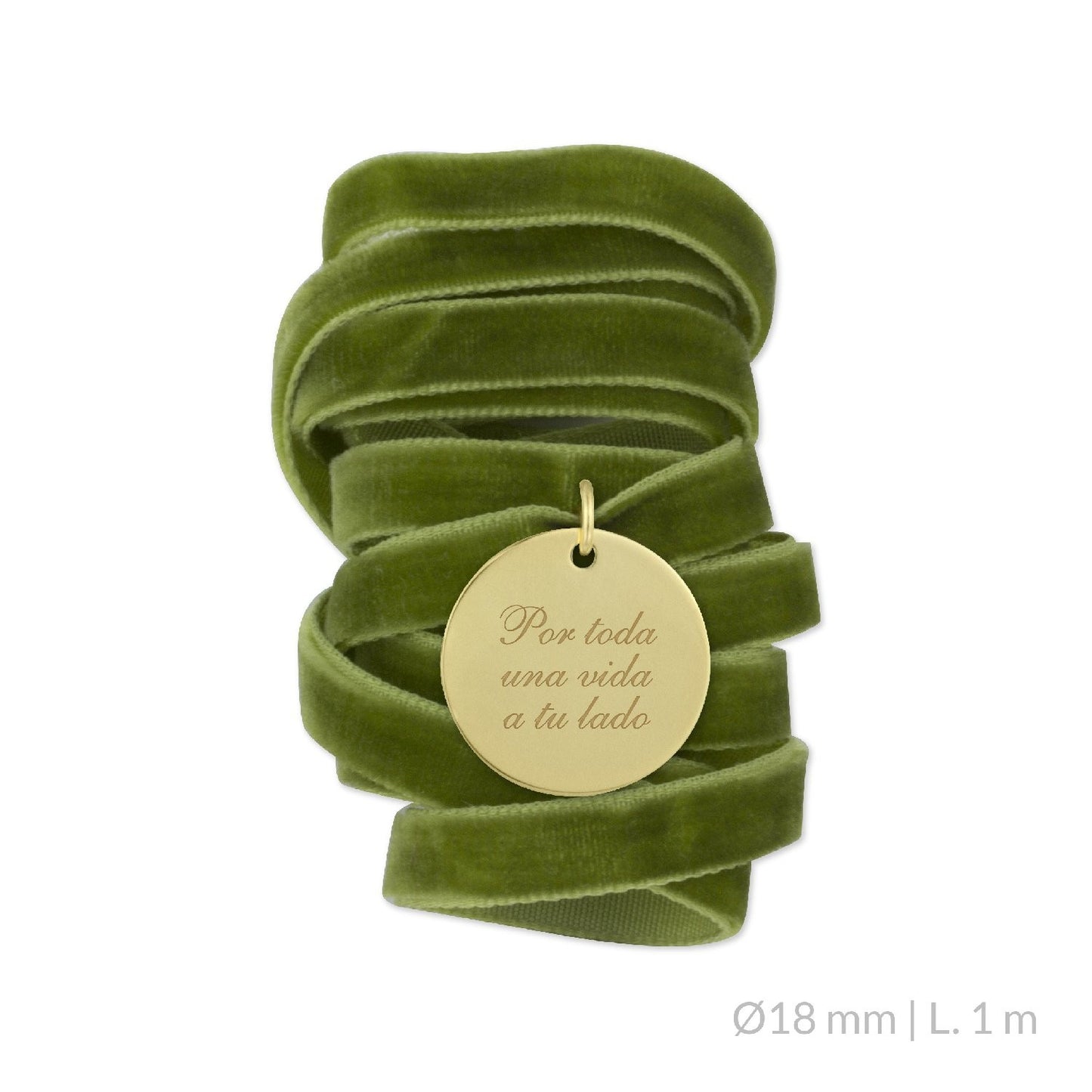 Medalla Ramo de Novia Plata/Chapado en Oro Terciopelo Verde Oliva | Ø 12 mm Ø15 mm Ø18 mm