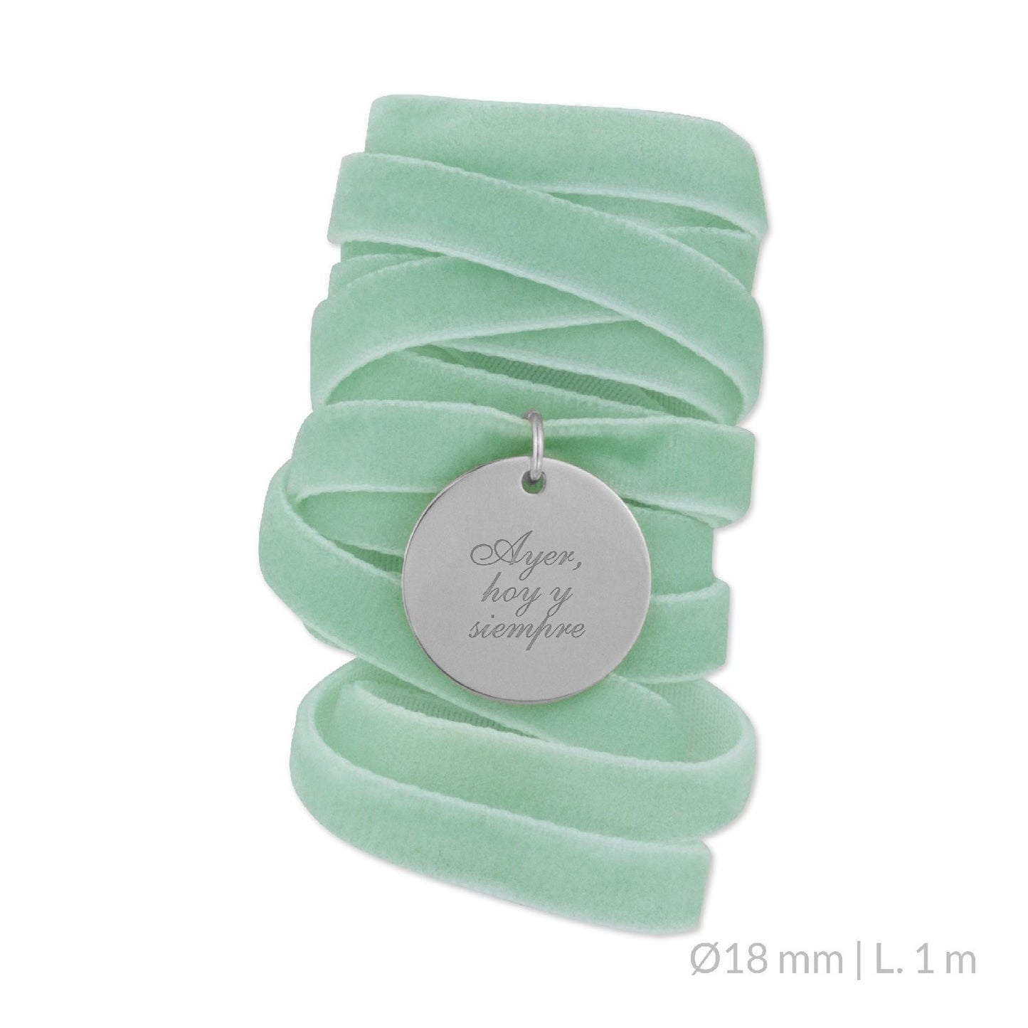 Medalla Ramo de Novia Plata/Chapado en Oro Terciopelo Verde Agua | Ø 12 mm/Ø15 mm/Ø18 mm
