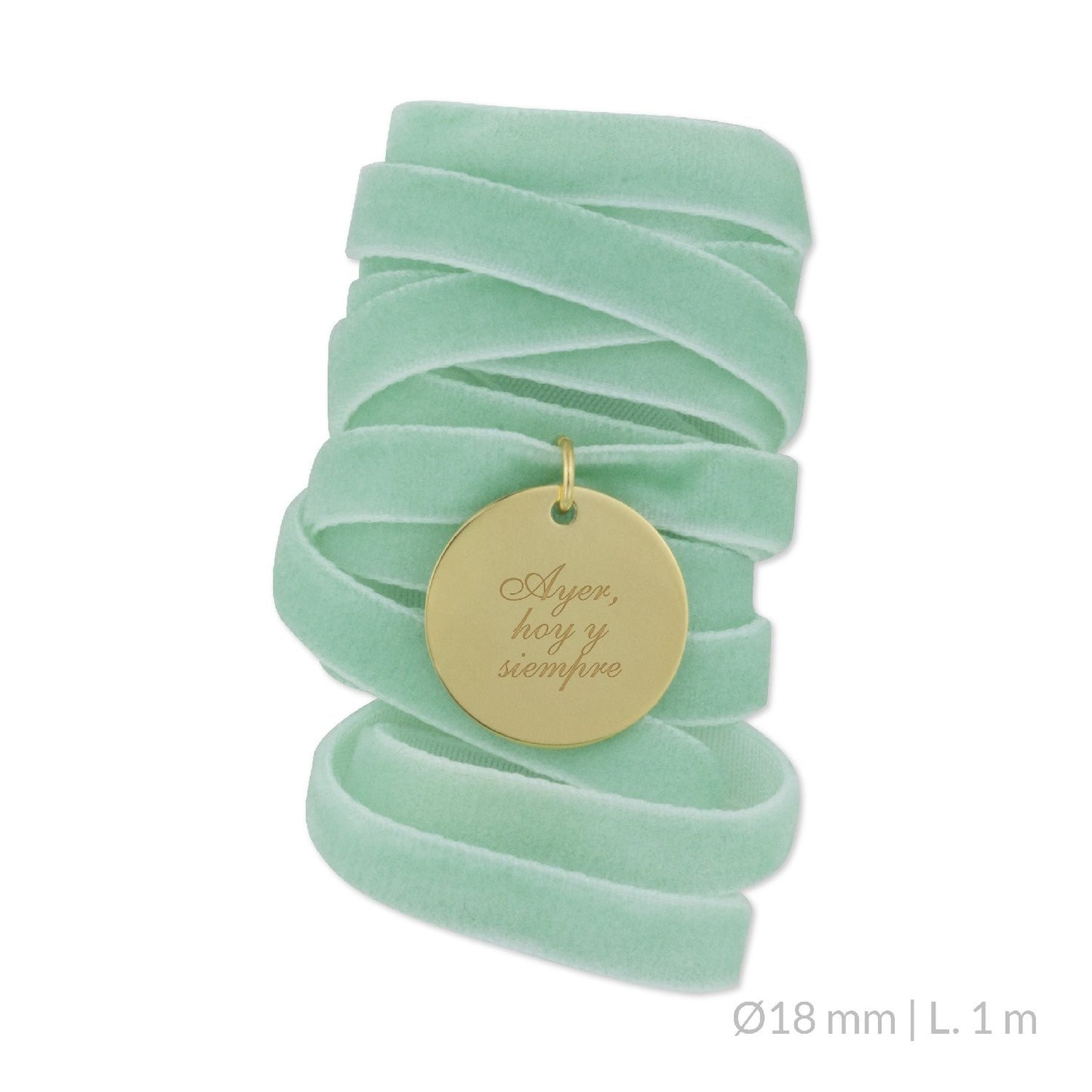 Medalla Ramo de Novia Plata/Chapado en Oro Terciopelo Verde Agua | Ø 12 mm/Ø15 mm/Ø18 mm