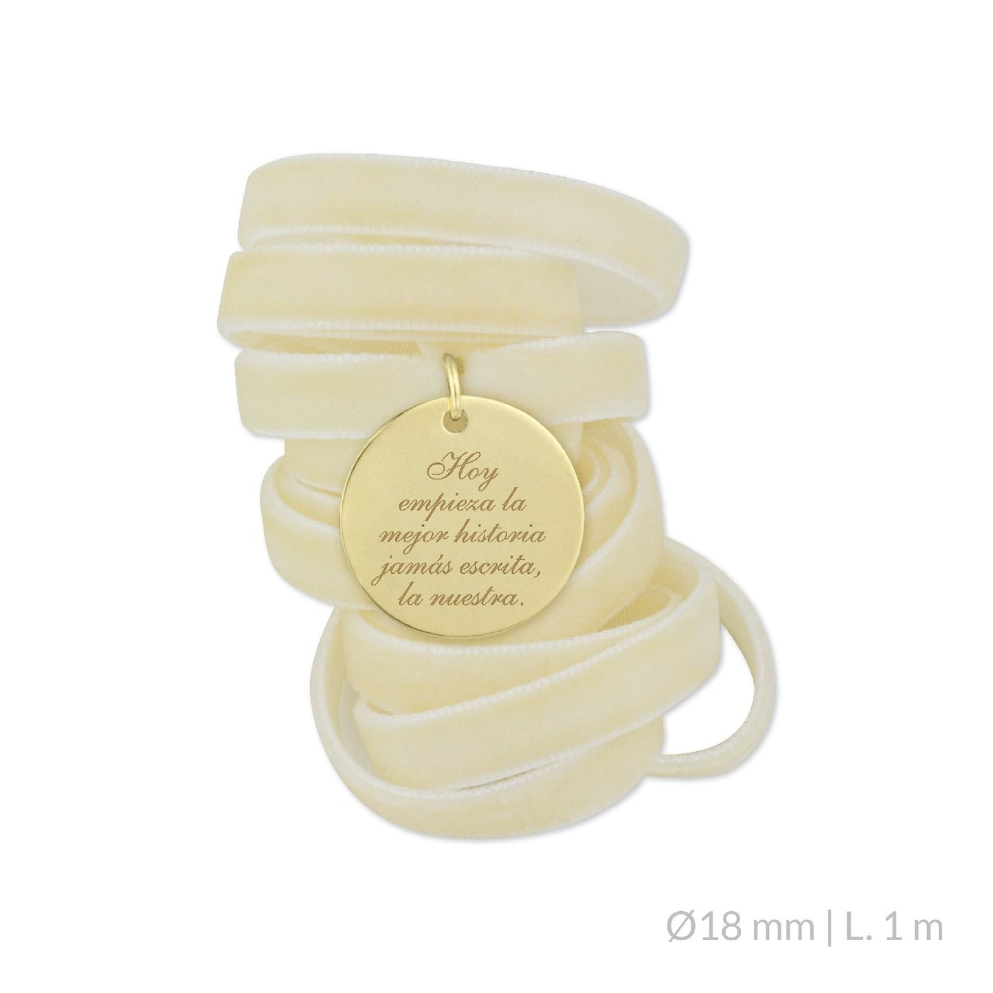 Medalla Ramo de Novia Plata/Chapado en Oro Terciopelo Beige | Ø 12 mm Ø15 mm Ø18 mm