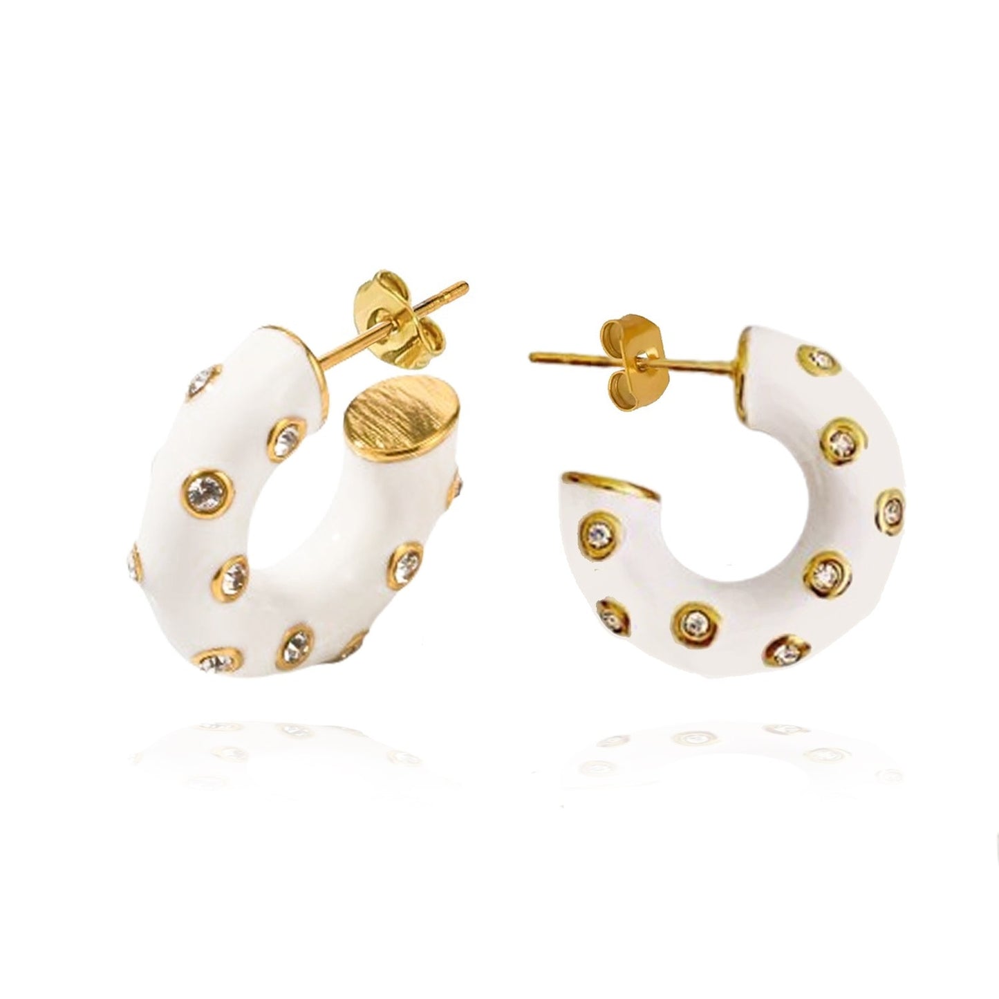 Pendientes de Acero inoxidable Blancos/Negros