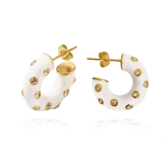 Pendientes de Acero inoxidable Blancos/Negros
