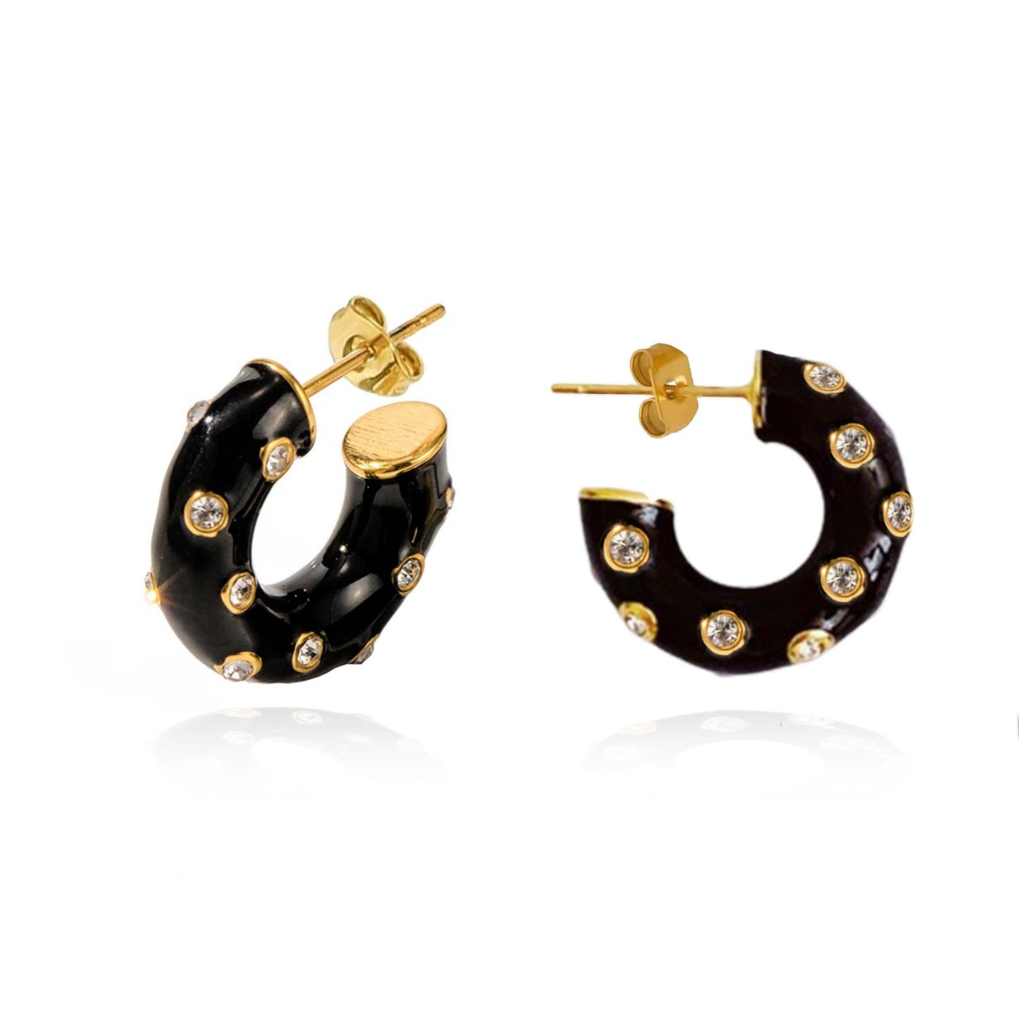 Pendientes de Acero inoxidable Blancos/Negros