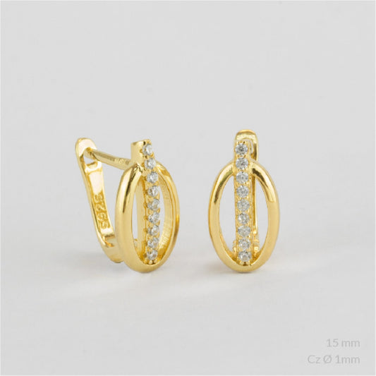 Pendientes de Plata de Ley chapados en oro con circonitas blancas