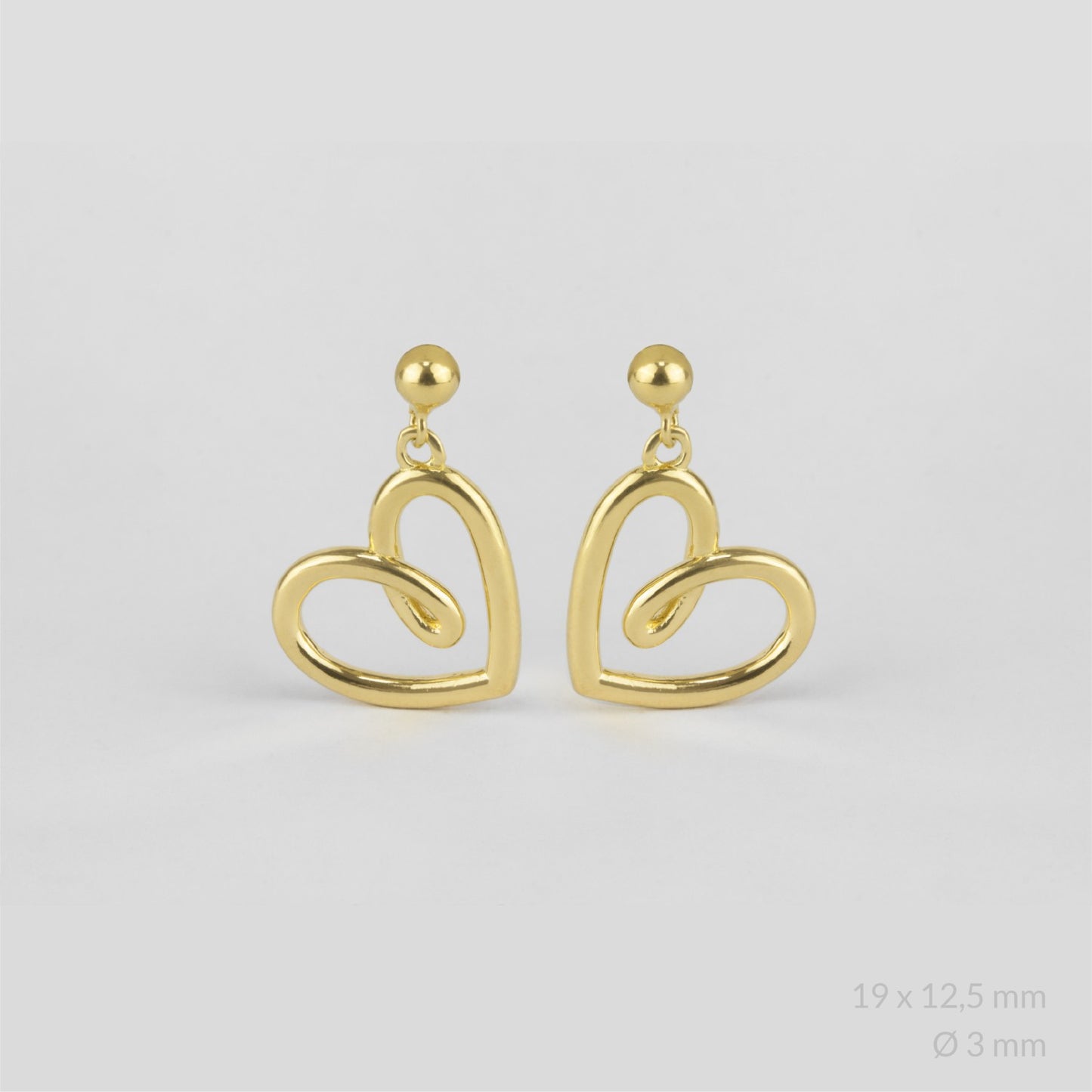 Pendientes Corazón en Plata de Ley chapado en oro