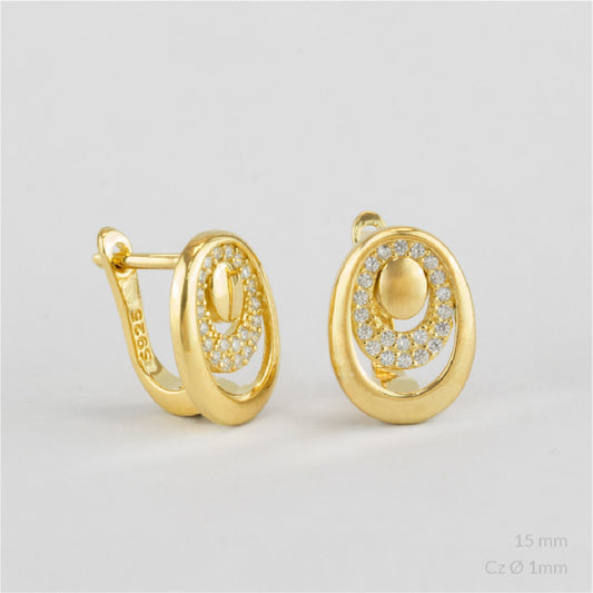 Pendientes de Plata de Ley chapados en oro con circonitas blancas