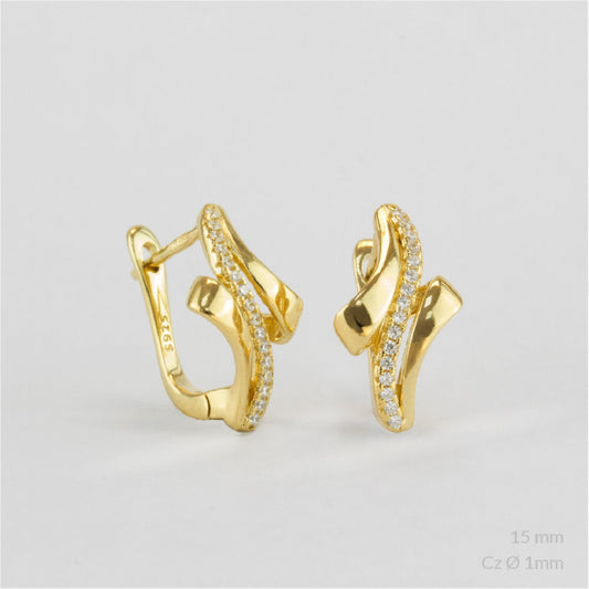 Pendientes de Plata de Ley chapados en oro con circonitas blancas