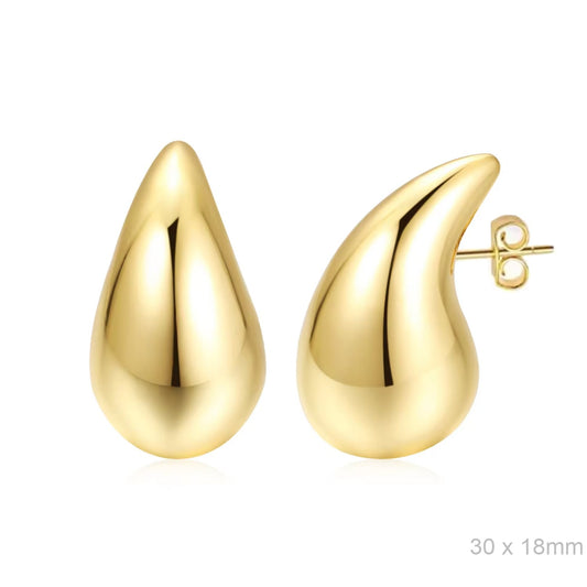 Pendientes Dorado Acero Gota Grande