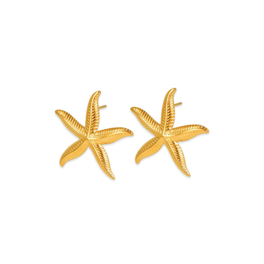 Pendientes Estrella Mar Chapados ACERO