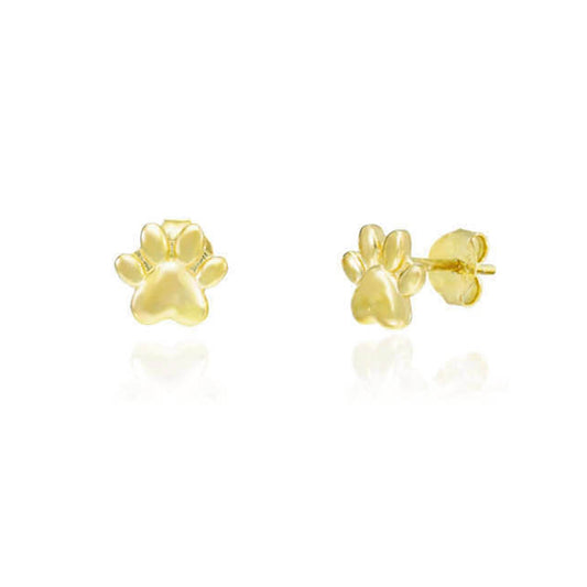 Pendientes Huella Presión Dorado Liso Plata de Ley