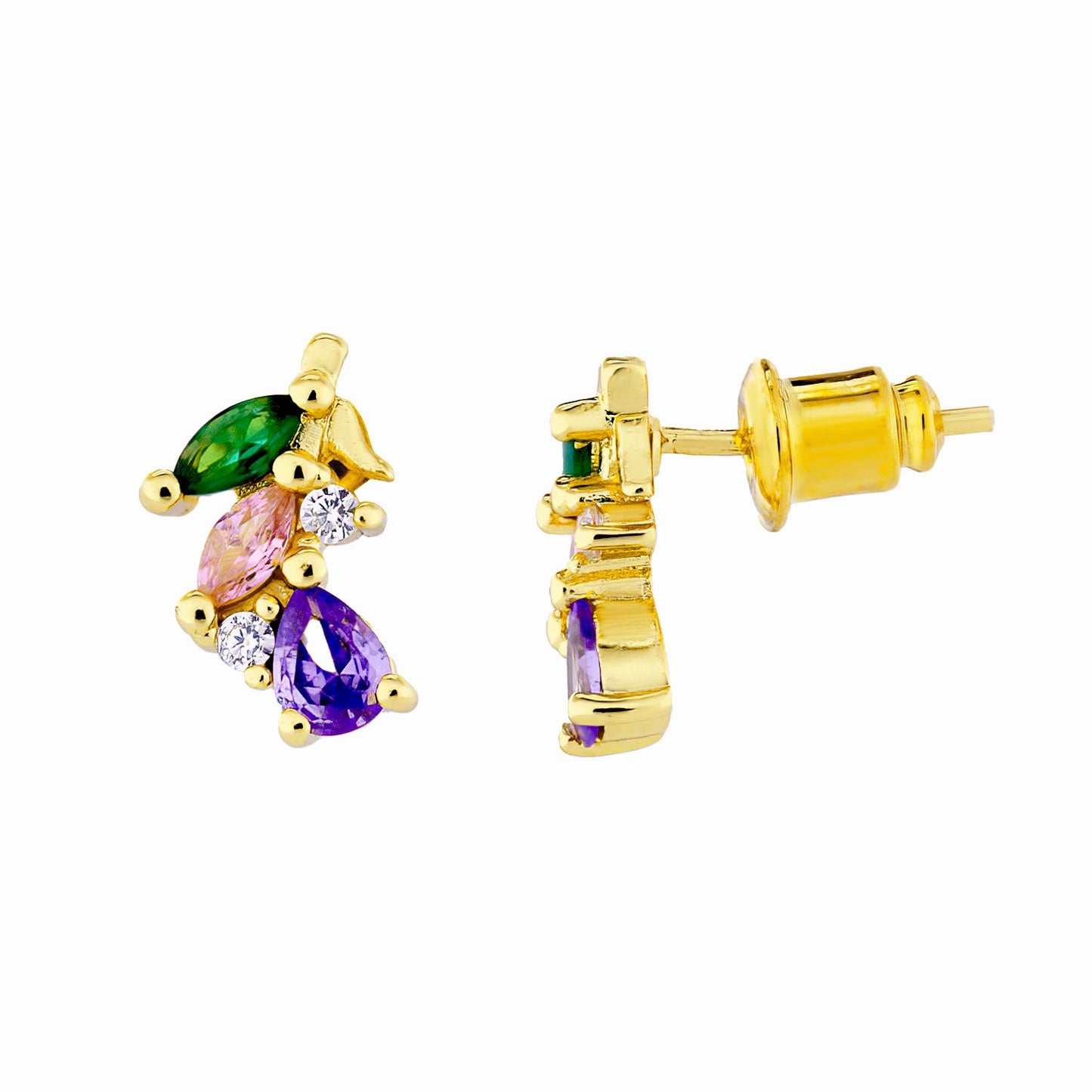 Pendientes Latón Piedras Chapado en Oro