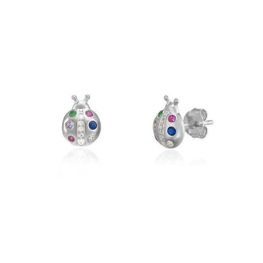 Pendientes Mariquita presión en Plata de Ley