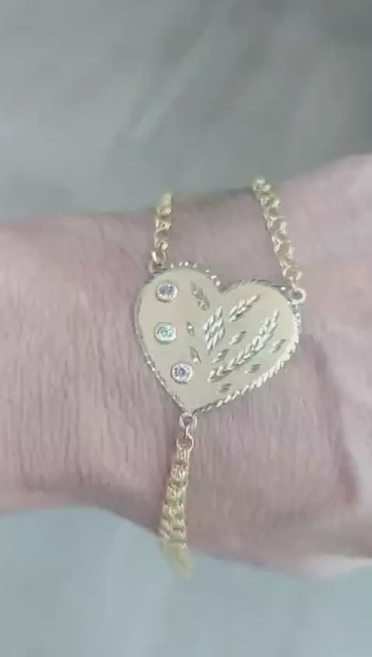 Pulsera Dedo/Manita Corazón Mujer en Oro 18 Ktes.