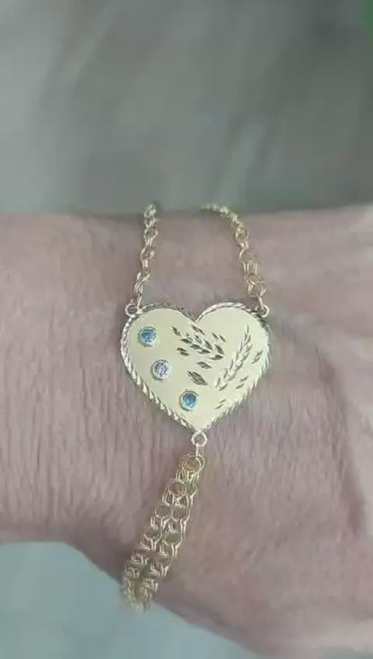 Pulsera Dedo/Manita Corazón Niña en Oro 18 Ktes.