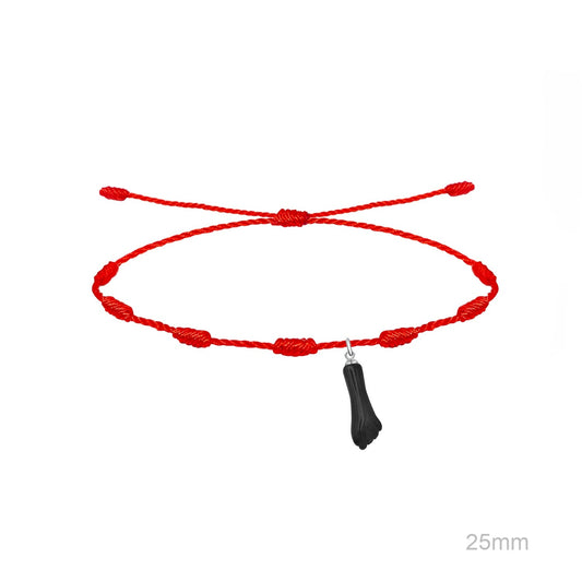 Pulsera 7 Nudos Roja Higa Negra Acero