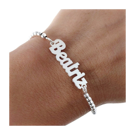 Pulsera Bolas Nombre Personalizada en Plata de Ley