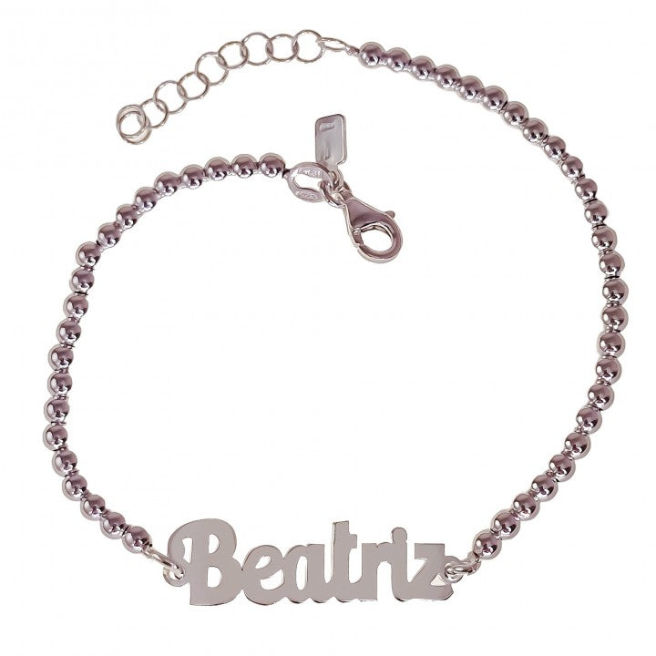 Pulsera Bolas Nombre Personalizada en Plata de Ley