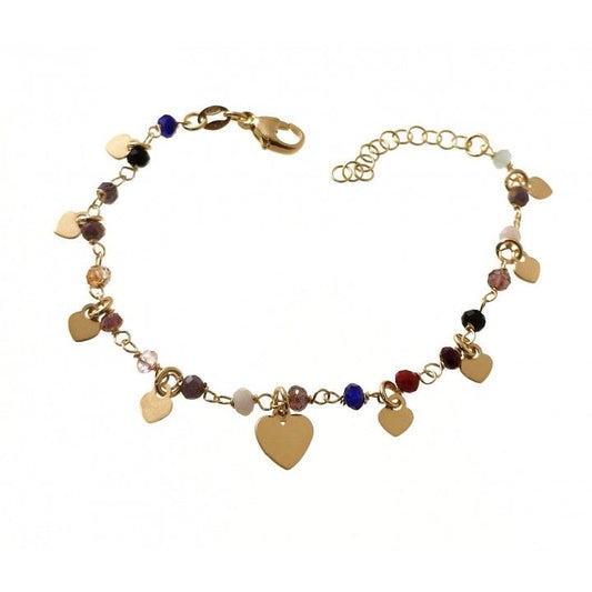 Pulsera Chapada Corazones Piedra Color