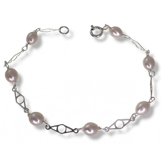 Pulsera Comunión Perla en Plata de Ley